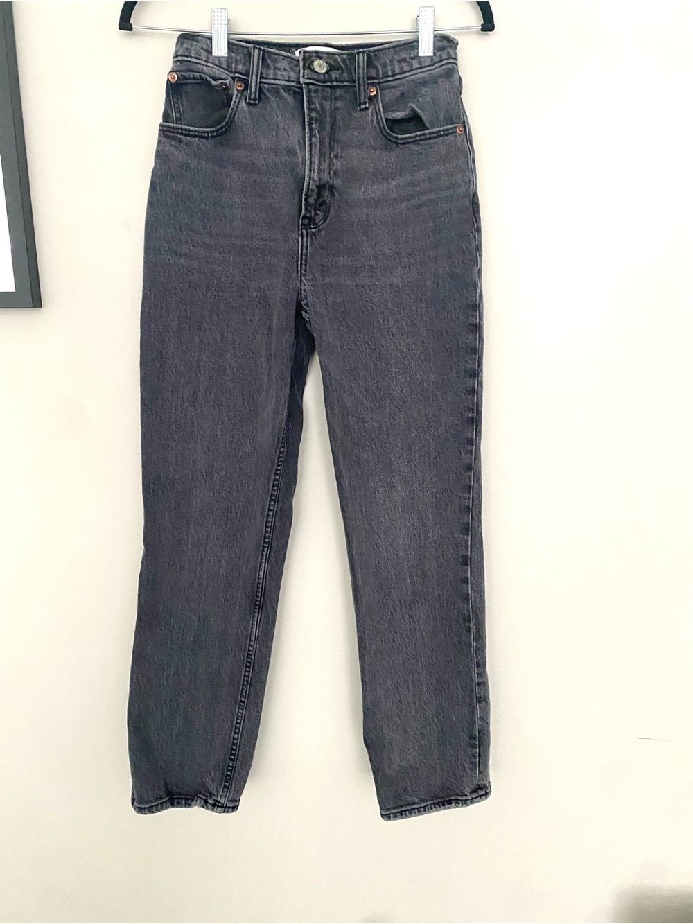 Abercrombie & Fitch 90’s Straight Ultra High Rise Curve Love Jeans Black 4 SHORT - Picture 4 of 7
